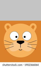 Cheerful plain lion head with a square head for baby products and children