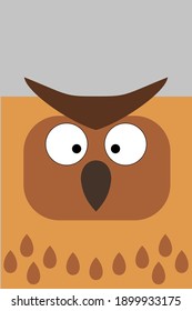 Cheerful plain owl head with square head for baby products and children