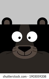 Cheerful plain panther head with a square head for baby products and children