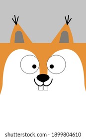 Cheerful plain squirrel head with square head for baby products and children