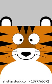 Cheerful plain tiger head with square head for baby products and children