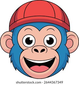 A cheerful and playful illustration of a monkey wearing a cap. This design is perfect for children's products fun branding.