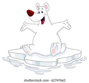 Cheerful polar bear sitting on an ice floe