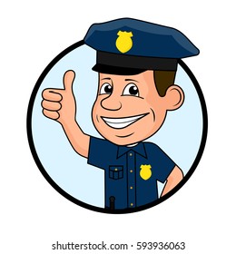 Cheerful police officer vector illustration.
