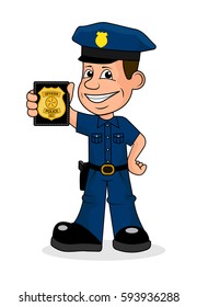 Cheerful police officer vector illustration.