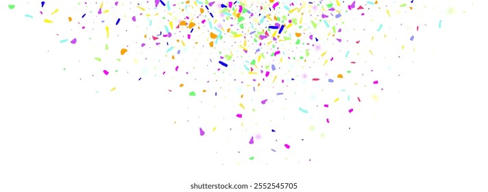 Cheerful Powder Effect Vector Transparent Panoramic Background. Colorful Celebration Sand Texture. Festive Grit Celebrate Illustration. Acid Splash Decoration Card.