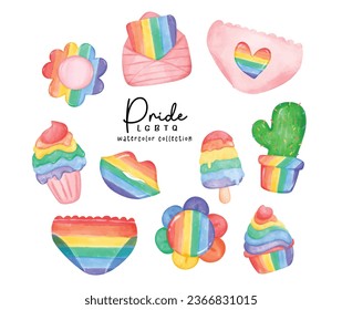 cheerful Pride Month watercolor decoration element, perfect for LGBTQ rainbow decoration, embodying love, diversity, and inclusion in your design.