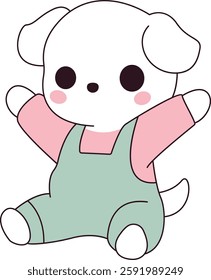 Cheerful Puppy Sitting with Open Arms