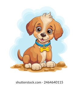 Cheerful puppy. Vector graphics. Illustration for children.