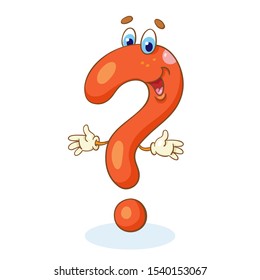 Cheerful question mark. In cartoon style. Isolated on a white background. Vector illustration.