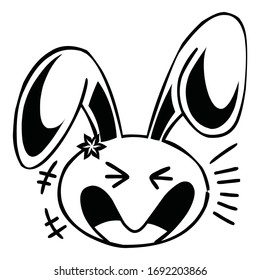 Emoticono de conejo alegre en forma vectorial