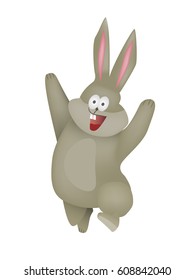 Cheerful rabbit on a white background. Vector illustration.