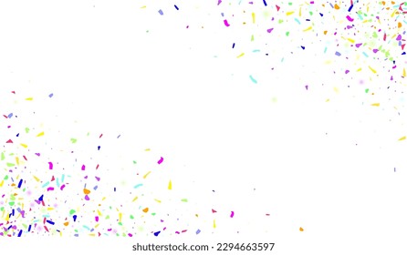 Cheerful Rain Abstract Vector White Background. Festive Christmas Dot Pattern. Colorful Polka Carnaval Illustration. Acid Circle Festive Wallpaper.