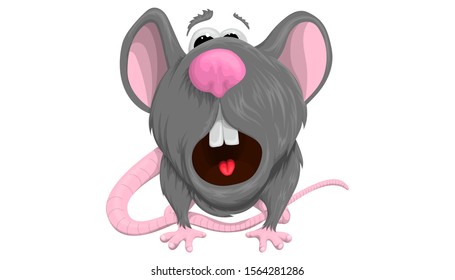Cheerful rat in vector design on a white background. Cartoon illustration of the symbol of 2020.