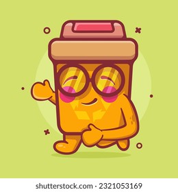 cheerful recycle bin character mascot running isolated cartoon in flat style design 
