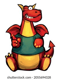 cheerful red dragon smiling children's character symbol of the year vector illustration