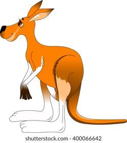 cheerful red kangaroo on a white background, vector and illustration

