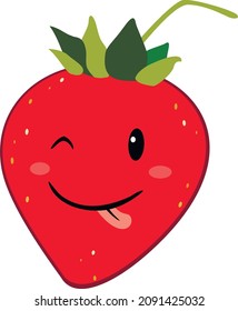 Cheerful red strawberries. Vector illustration