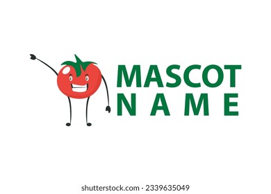 cheerful red tomato fruit mascot vector with smile and happy style 