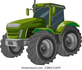 A cheerful red tractor cartoon illustration isolated on a white background