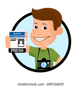 Cheerful reporter vectorial illustration.