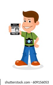 Cheerful reporter vectorial illustration.