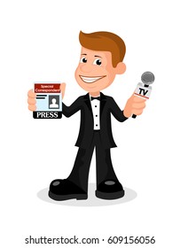 Cheerful reporter vectorial illustration.