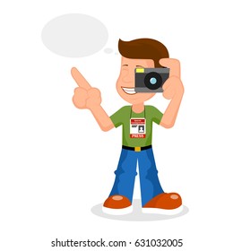 Cheerful reporter vectorial illustration.