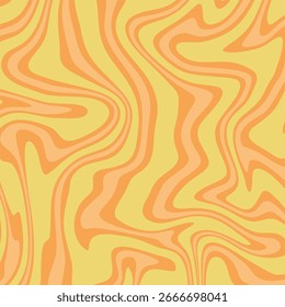 A cheerful retro background featuring a groovy, psychedelic liquid swirl pattern in a warm, sunny palette of yellow and orange.