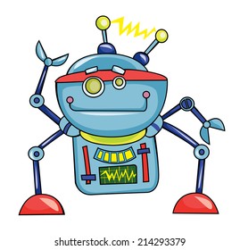 cheerful robot, vector illustration on white background