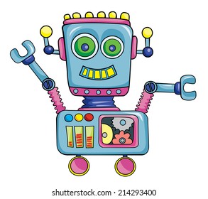 cheerful robot, vector illustration on white background