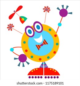 A cheerful robot will amuse any child