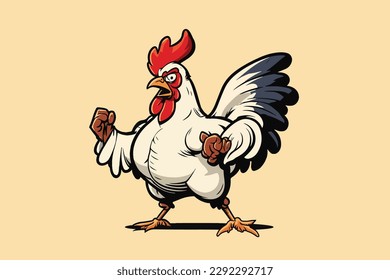 Cheerful Rooster Mascot Illustration Design