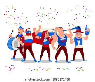 Cheerful Russia Football National Team Supporter Crowd having Celebration