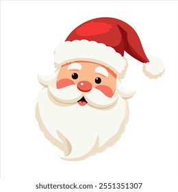 Cheerful Santa Claus Face Cartoon Illustration