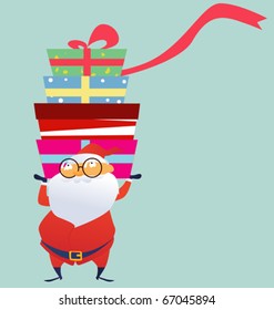 Cheerful Santa Claus giving   Christmas gift box
