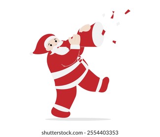 Cheerful Santa Claus playing Horn Cartoon Illustration