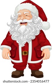 A cheerful Santa Claus with a surprised look on his face