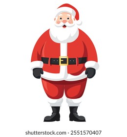 Cheerful Santa Claus in Traditional Red Suit Cartoon Illustration