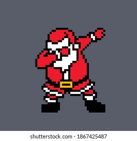 Cheerful Santa Claus. Vector. New Year. Christmas. Pixlel art