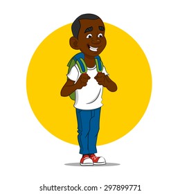 cheerful schoolboy. Vector illustration.