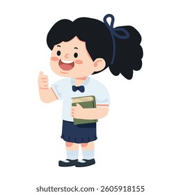 Cheerful Schoolgirl Holding a Book student