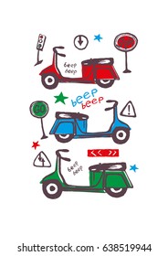 Cheerful scooter colored