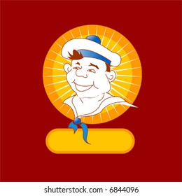 Cheerful sea cadet isolated on red background