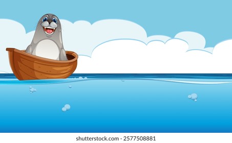 A cheerful seal floats on the ocean waves