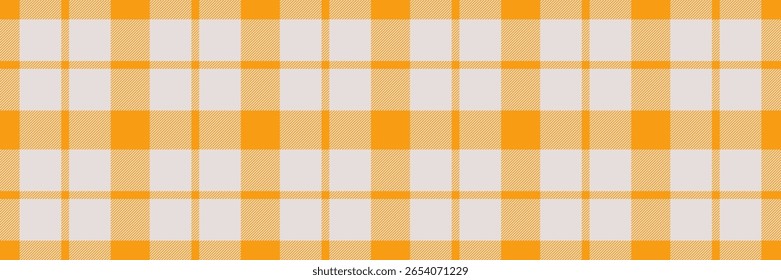 Um padrão de gingham laranja e branco alegre e sem emenda.  Perfeito para fundos, têxteis ou design de site. Este design simples, mas elegante evoca sentimentos de calor, conforto e nostalgia.
