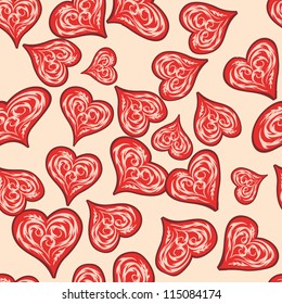 cheerful seamless pattern with colors hearts. Vector illustration for your design