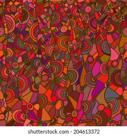 Cheerful seamless pattern retro hippie style, vector. 