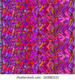Cheerful seamless pattern retro hippie style, cheerful wave. 