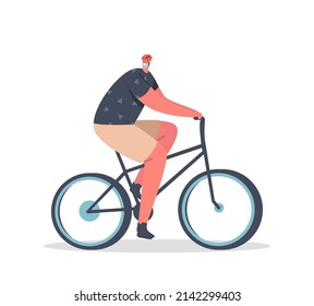 Cheerful Senior Man Riding Bicycle, Pensioner Active Lifestyle, Aged Male Character Extreme Activity, Senior Driving Fast on Bike, Walking in Park, Travel or Relax. Cartoon People Vector Illustration